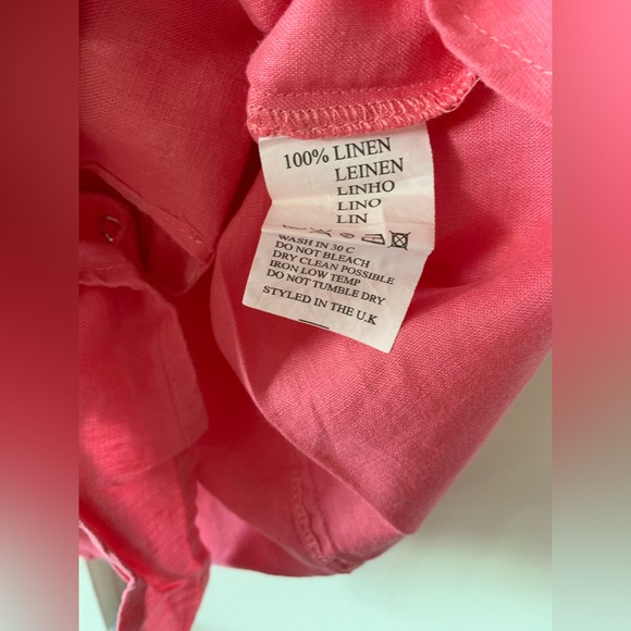 NWOT The Shirt Company 100% Linen Tie Front Top - Picture 3 of 4